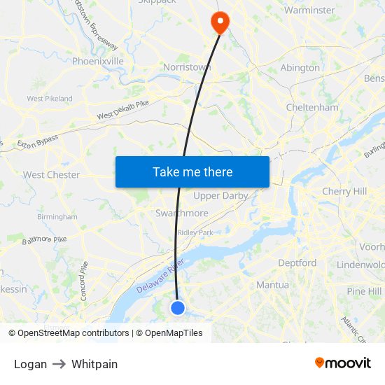 Logan to Whitpain map