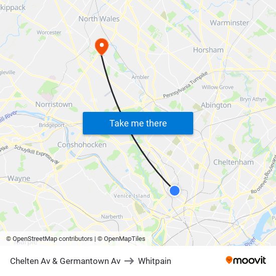Chelten Av & Germantown Av to Whitpain map