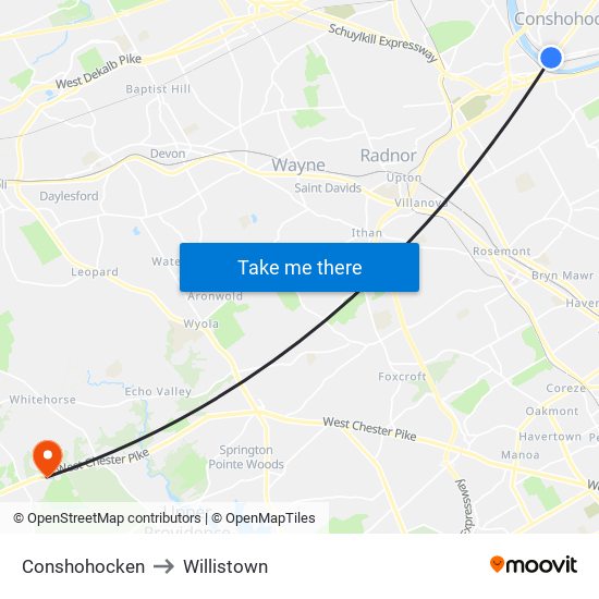 Conshohocken to Willistown map