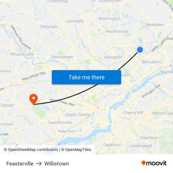 Feasterville to Willistown map