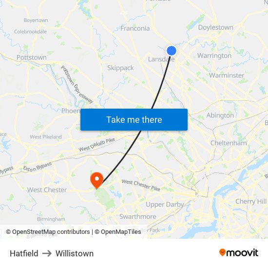 Hatfield to Willistown map