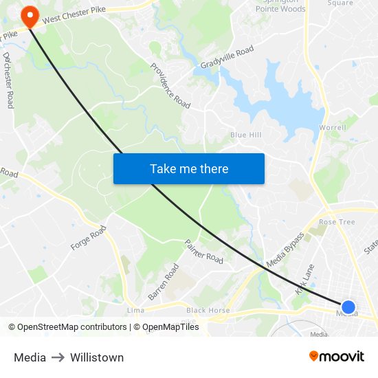 Media to Willistown map
