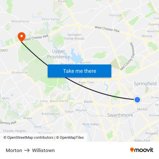 Morton to Willistown map