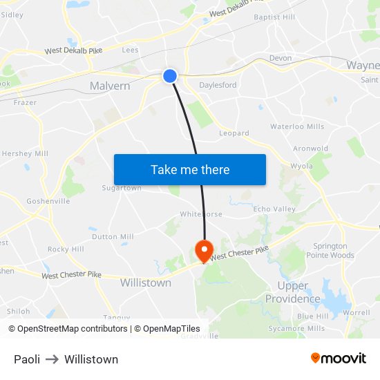 Paoli to Willistown map