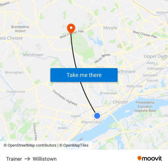 Trainer to Willistown map