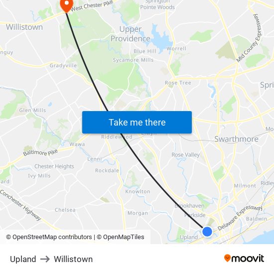 Upland to Willistown map