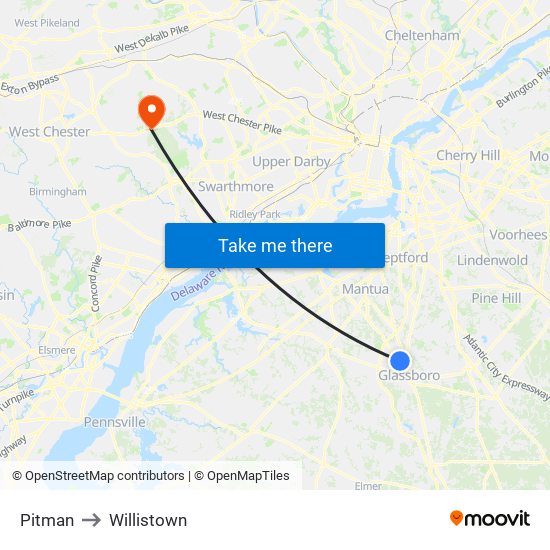 Pitman to Willistown map