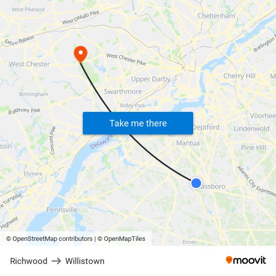 Richwood to Willistown map