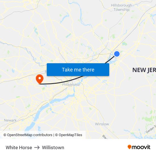White Horse to Willistown map