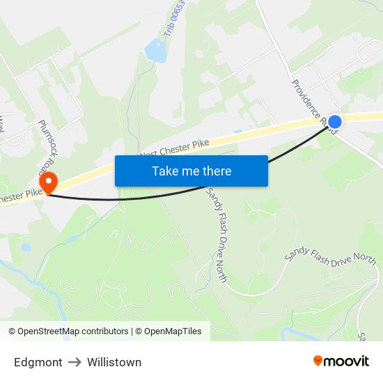 Edgmont to Willistown map