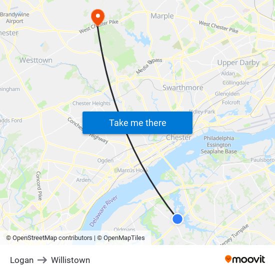 Logan to Willistown map