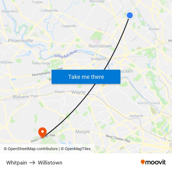 Whitpain to Willistown map