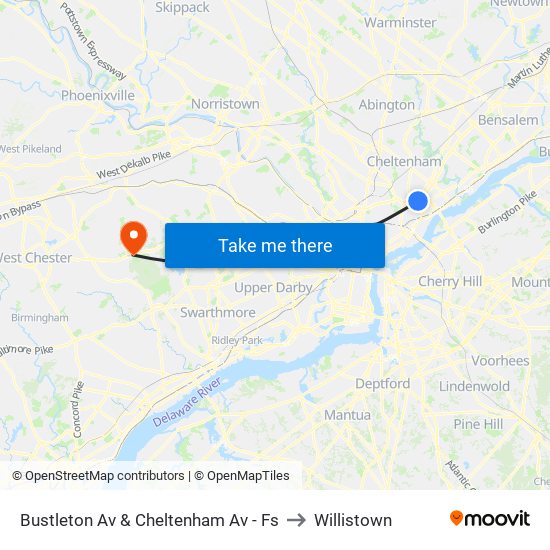 Bustleton Av & Cheltenham Av - Fs to Willistown map