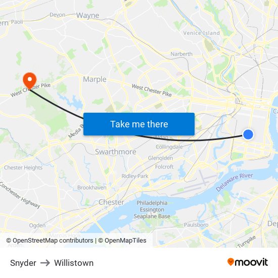 Snyder to Willistown map