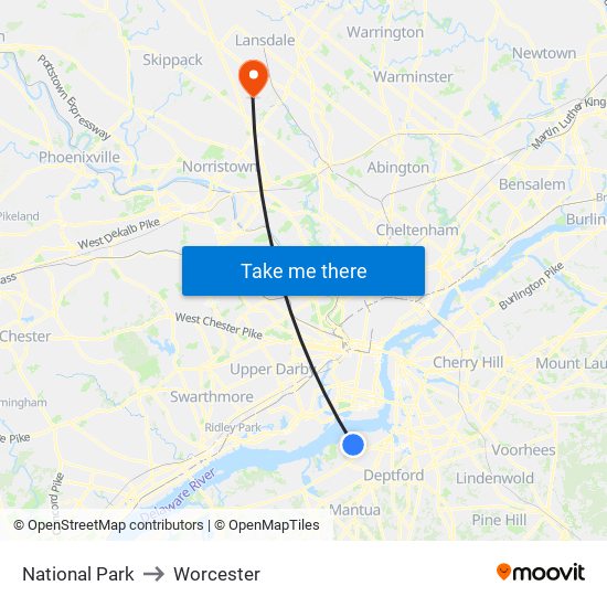 National Park to Worcester map