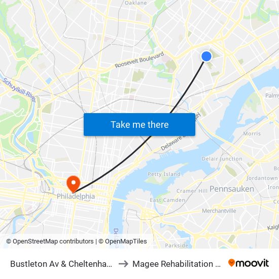 Bustleton Av & Cheltenham Av - Fs to Magee Rehabilitation Hospital map