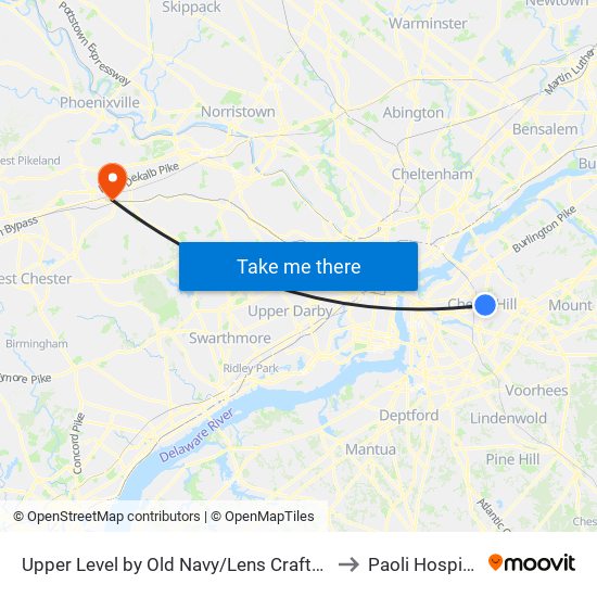 Upper Level by Old Navy/Lens Crafters to Paoli Hospital map