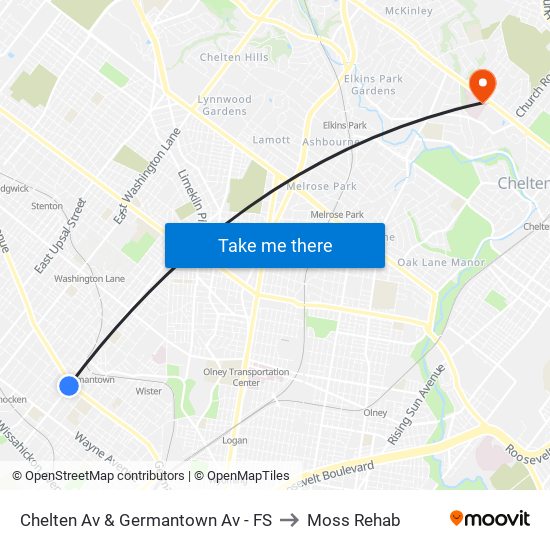 Chelten Av & Germantown Av - FS to Moss Rehab map