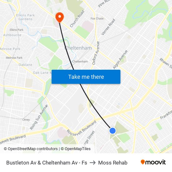 Bustleton Av & Cheltenham Av - Fs to Moss Rehab map