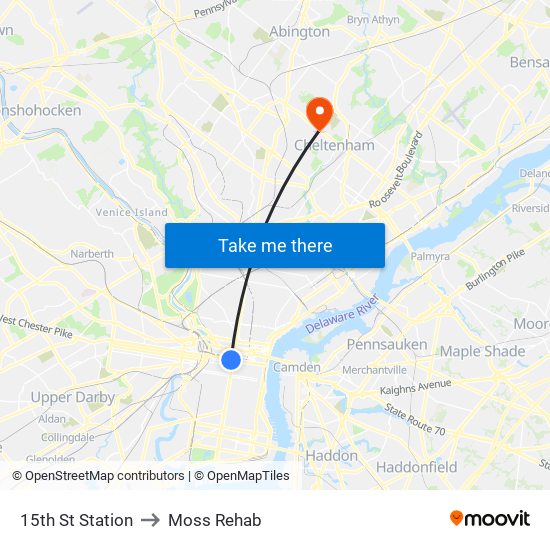 15th St Station to Moss Rehab map