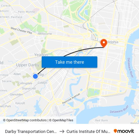 Darby Transportation Center to Curtis Institute Of Music map