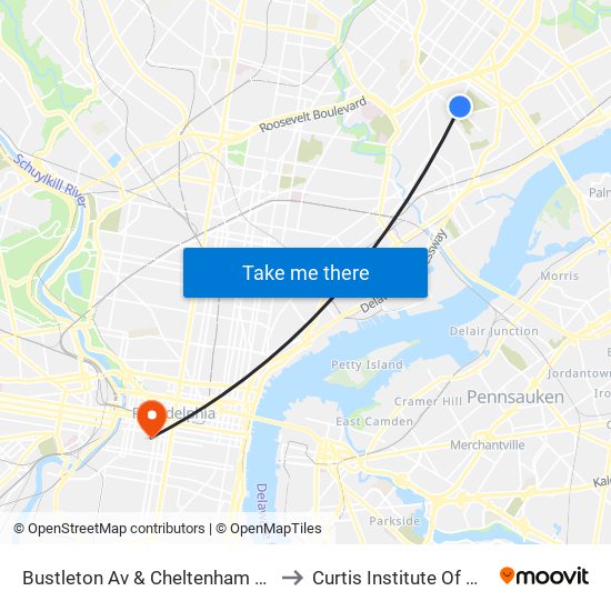 Bustleton Av & Cheltenham Av - Fs to Curtis Institute Of Music map