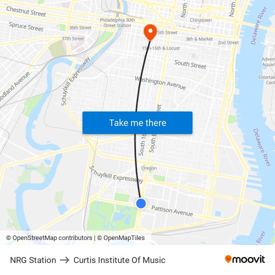 NRG Station to Curtis Institute Of Music map
