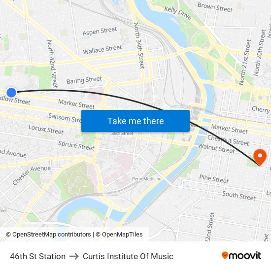 46th St Station to Curtis Institute Of Music map