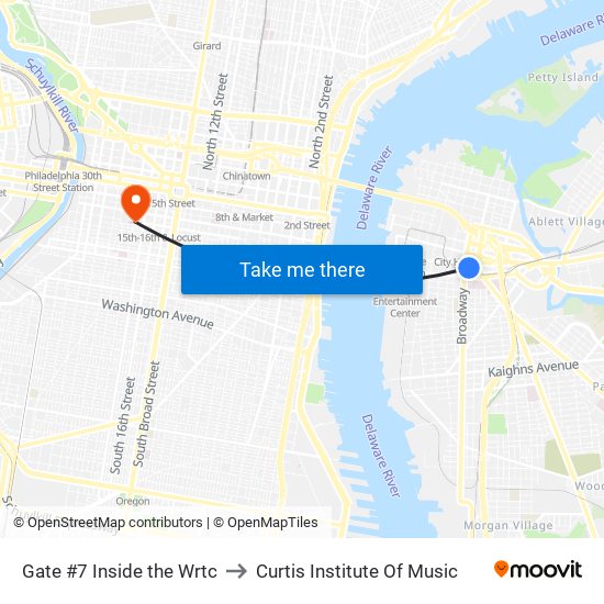 Gate #7 Inside the Wrtc to Curtis Institute Of Music map