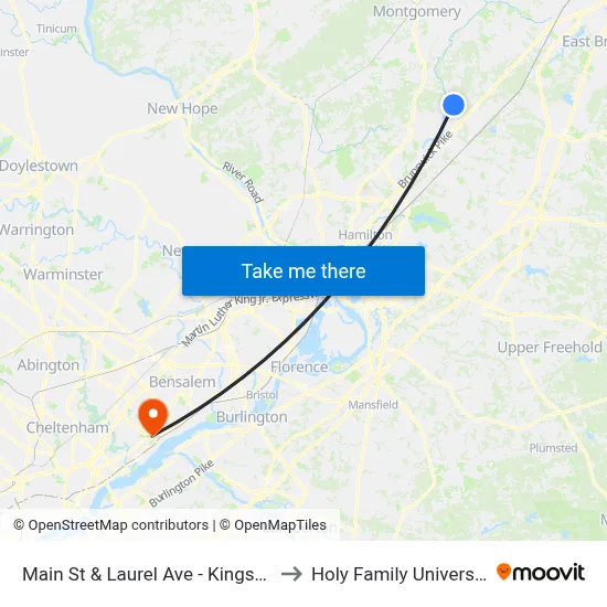 Main St & Laurel Ave - Kingston to Holy Family University map