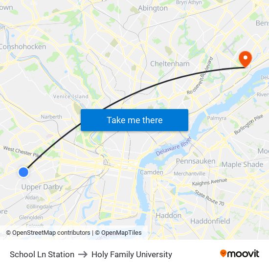 School Ln Station to Holy Family University map