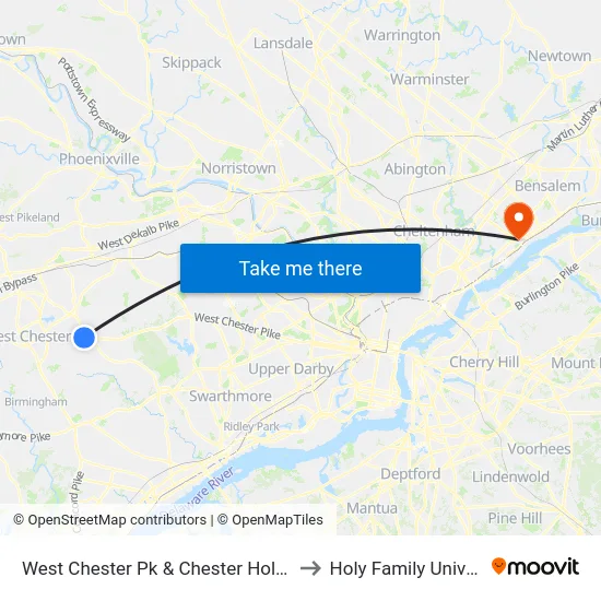 West Chester Pk & Chester Hollow - FS to Holy Family University map