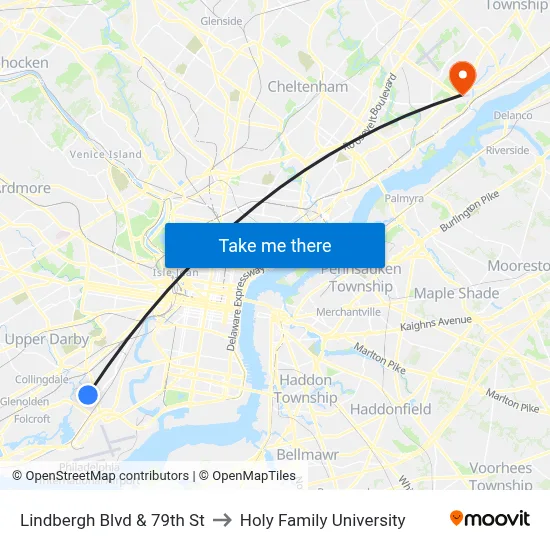 Lindbergh Blvd & 79th St to Holy Family University map