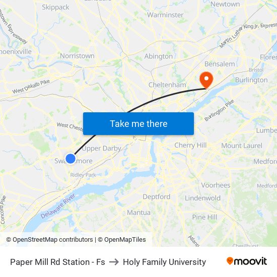 Paper Mill Rd Station - Fs to Holy Family University map