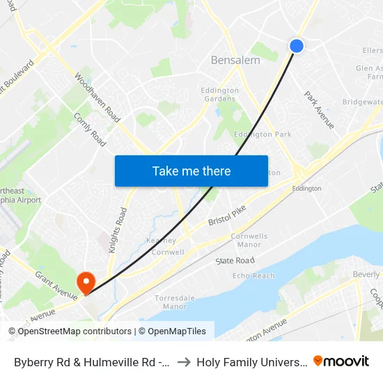 Byberry Rd & Hulmeville Rd - FS to Holy Family University map