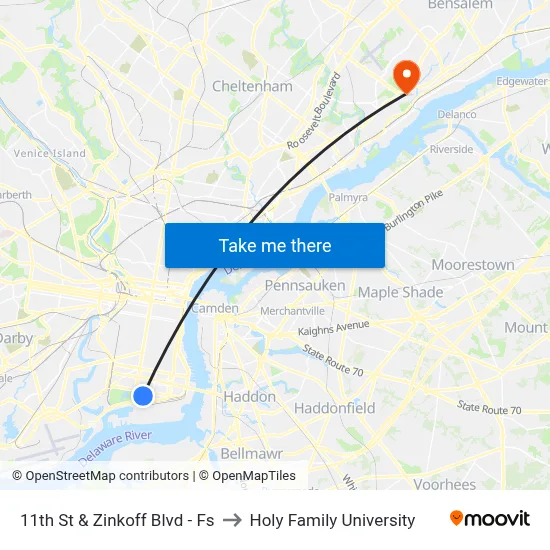 11th St & Zinkoff Blvd - Fs to Holy Family University map