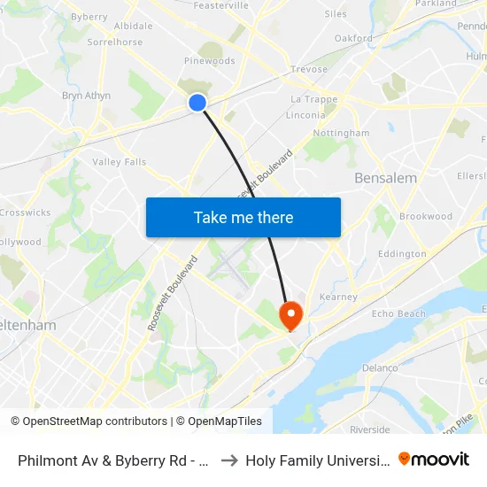 Philmont Av & Byberry Rd - FS to Holy Family University map
