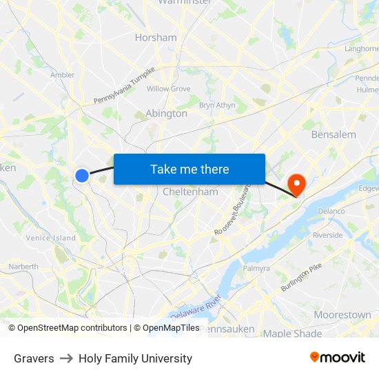 Gravers to Holy Family University map