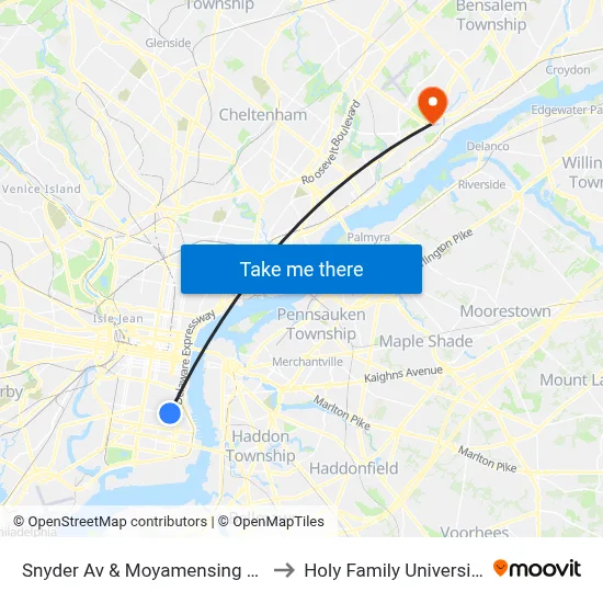 Snyder Av & Moyamensing Av to Holy Family University map