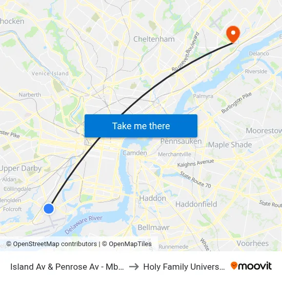 Island Av & Penrose Av - Mbns to Holy Family University map