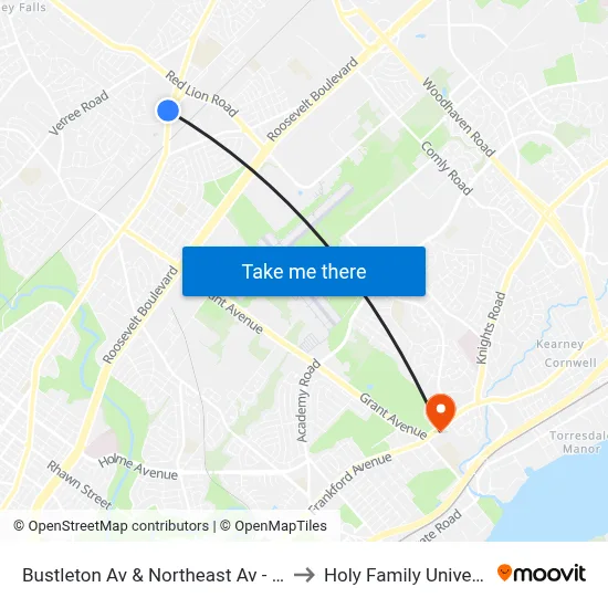 Bustleton Av & Northeast Av - Mbfs to Holy Family University map