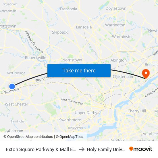 Exton Square Parkway & Mall Entrance to Holy Family University map
