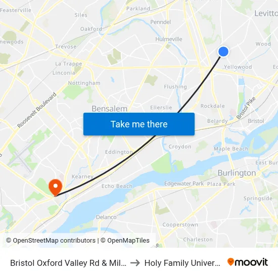 Bristol Oxford Valley Rd & Mill Dr to Holy Family University map