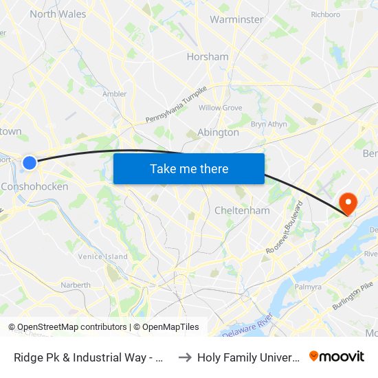 Ridge Pk & Industrial Way - Mbfs to Holy Family University map