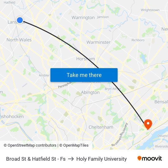 Broad St & Hatfield St - Fs to Holy Family University map