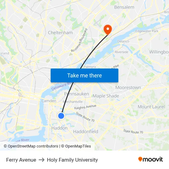 Ferry Avenue to Holy Family University map
