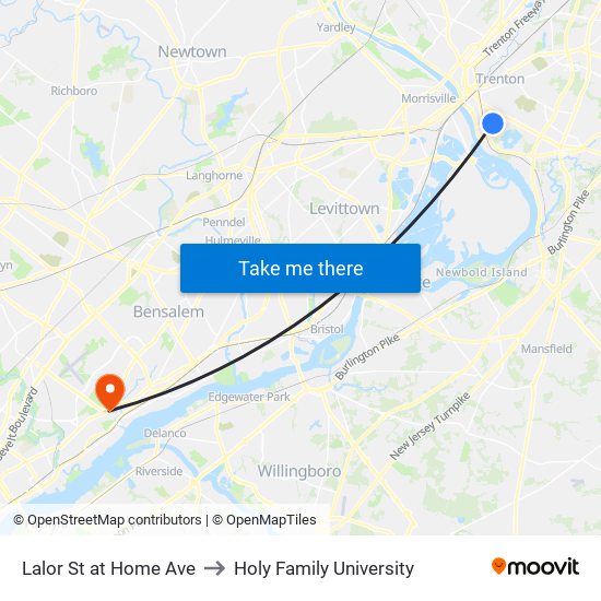 Lalor St at Home Ave to Holy Family University map
