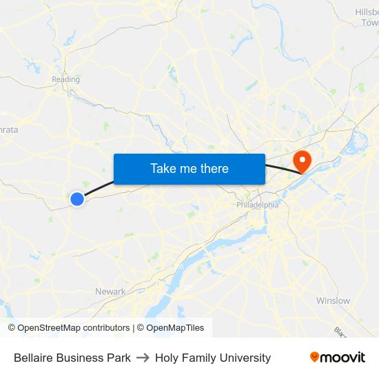 Bellaire Business Park to Holy Family University map