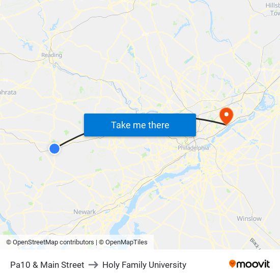 Pa10 & Main Street to Holy Family University map