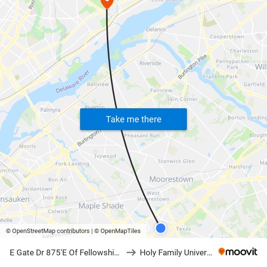 E Gate Dr 875'E Of Fellowship Rd to Holy Family University map